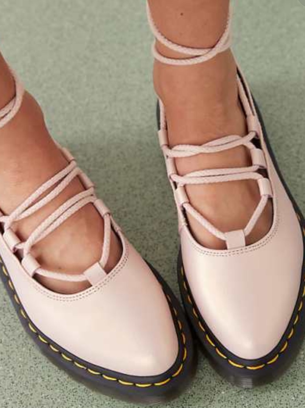 Dr. Martens Elphie Ballet Pale Pink Lace-Up Mary Jane Flats